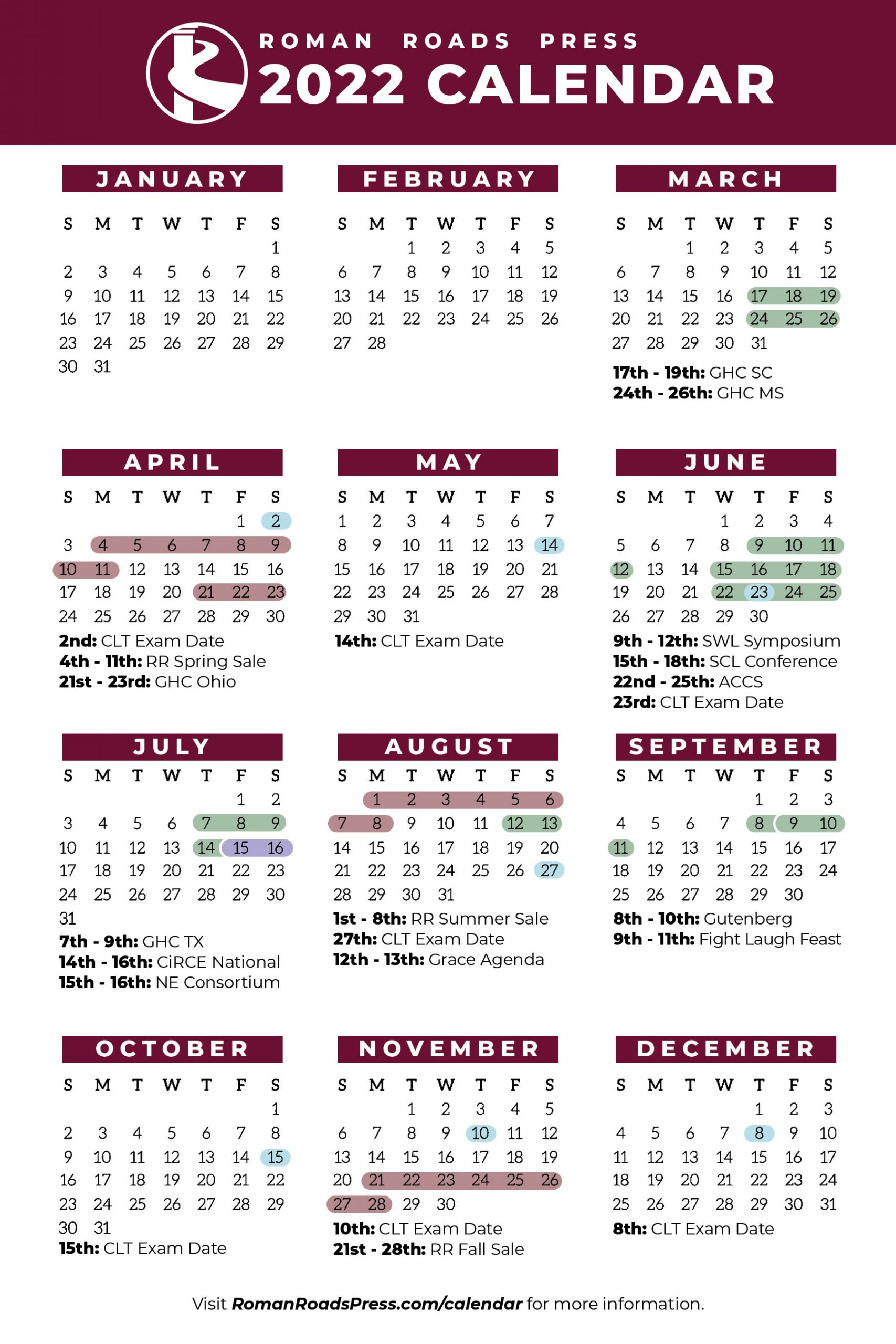 Roman Roads Press Calendar Roman Roads Press