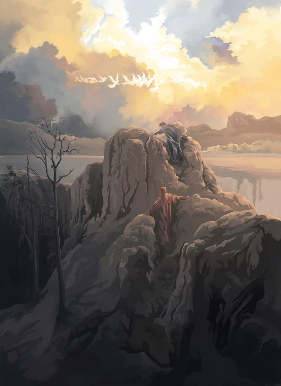 Purgatorio: the pilgrims climbing the mountain
