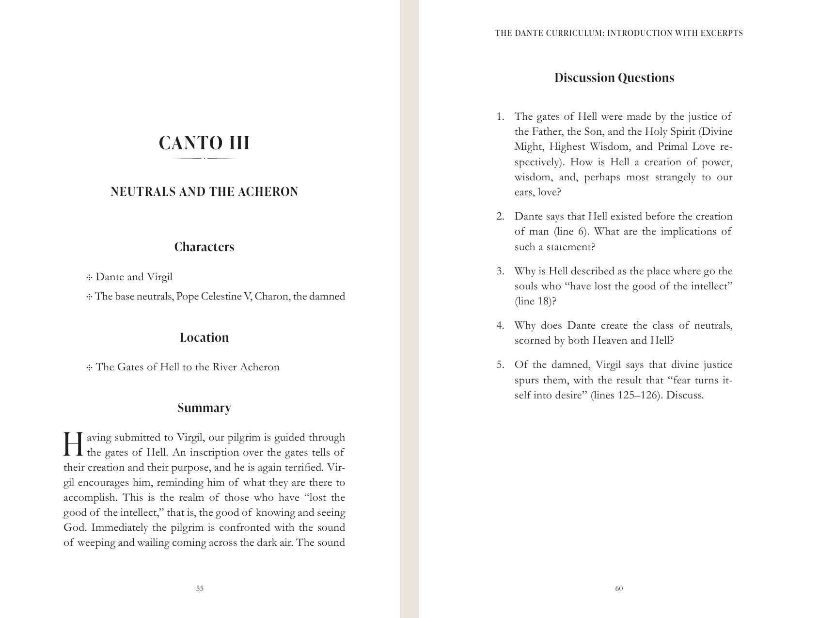 Reader’s Guide pages, Inferno III
